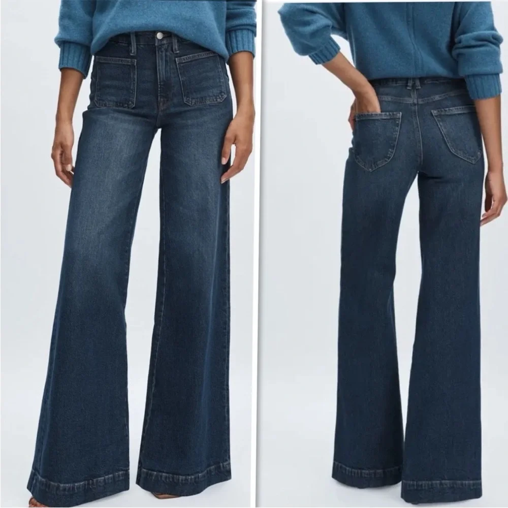 Good American Good Waist PALAZZO Patch Pocket Trouser Jeans Size 31 - Picture 2 of 10